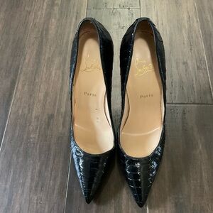 Christian Louboutin So Kate 120MM Black Python Pumps Size 41.5 US 11.5